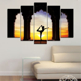 Landscape, Sunrise, Beach, Water, Sunset, Dawn, Summer, Ocean, Horizon, Dusk, Relaxation, Shadow, Yoga, Sport, Travel, Orange, People, Vacation, Silhouette, Freedom, Evening, Lighting, Active, Body, Activity, Apparatus