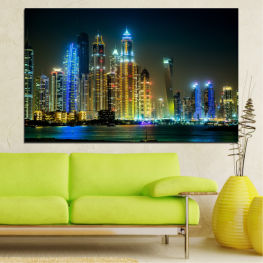 Water, Modern, City, Dubai, Light, Cityscape, Lights, Reflection, Colorful, Landmark, River, Night, Architecture, Bridge, Skyscraper, Travel, Building, Vacation, Waterfront, Tower, Urban, Skyline, Downtown, Business district, Country, Office, Urban area