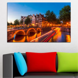 Landscape, Water, City, Sky, Cityscape, Lights, Reflection, Landmark, River, Night, Architecture, Bridge, Capital, Netherlands, Boat, Travel, Town, Building, Vacation, Street, Waterfront, Canal, Urban, Lighting, Tourism, Palace, History, Time