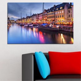 Water, City, Sky, Ship, Reflection, Colorful, River, Night, Architecture, Bridge, Capital, Boat, Travel, Town, Building, Denmark, Vacation, Marina, Waterfront, Canal, Port, Culture, Tourism, Gondola, History, Transportation, Boats, Channel