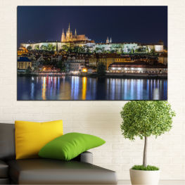Water, City, Landmark, River, Night, House, Architecture, Castle, Bridge, Capital, Travel, Town, Building, Czech republic, Temple, Tower, Palace, Famous, Residence, Dwelling