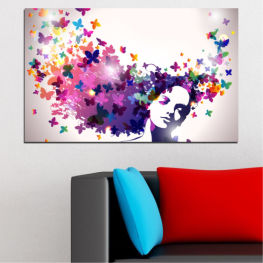 Woman, Abstraction, Flower, Butterfly, Decoration, Colorful, Star, Graphic, Fashion, Snow, Winter, Design, Holiday, Ornament, Silhouette, Season, Celebration, Pattern, Floral, Wallpaper, Card, Confetti, Paper