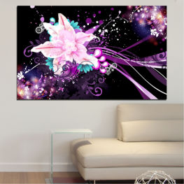 Flowers, Abstraction, Space, Lilac, Collage, Light, Decoration, Night, Star, Graphic, Snow, Winter, Design, Black, Holiday, Bright, Celebration, Glow, Pattern, Snowflake, Wallpaper