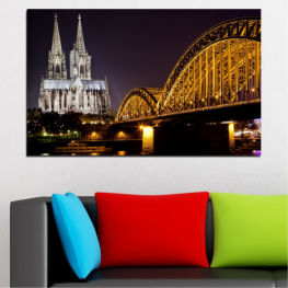 Water, City, Cityscape, Landmark, River, Night, Architecture, Bridge, Capital, Travel, Building, Germany, Structure, Tower, Cathedral, Urban, Tourism, Famous, Tourist, England, Steel arch bridge
