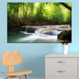 Landscape, Nature, Waterfall, Water, Forest, Tree, River, Park, Stone, Rock, Structure, Fall, Environment, Stream, Cascade, Outdoor, Flow, Fountain, Barrier, Obstruction