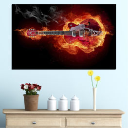 Abstraction, Space, Light, Fire, Planet, Smoke, Flame, Design, Guitar, Music, Black, Orange, Graphics, Energy, Motion, Shape, Texture, Fractal, Heat, Glowing, Sorcerer