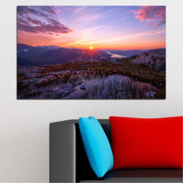 Landscape, Nature, Sunrise, Sun, Sunset, Mountain, Light, Meadow, Fire, Horizon, Freshness, Night, Star, Color, Fireworks, Clouds, Bright, Dark, Lighting, Festival, Event, Celestial body, Volcano