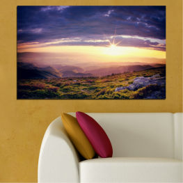 Пейзаж, Природа, Изгрев, Залез, Разсъмване, Дърво, Планина, Хоризонт, Здрач, Планини, Звезда, Трева, Облаци, Облак, Пътуване, Панорамен, Селски, Небесно тяло, Атмосфера