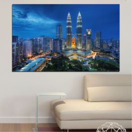 Modern, City, Cityscape, Lights, Landmark, River, Night, Architecture, Skyscraper, Malaysia, Аsia, Petronas, Building, Tower, Urban, Business, Skyline, Downtown, Business district, Country, Buildings, Office, Tall